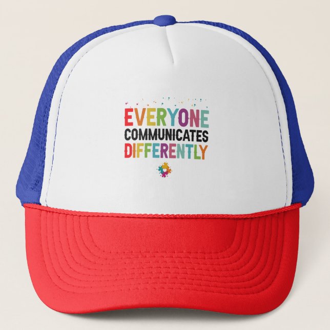 Casquette Chacun communique une Sensibilisation sur l'autism (Devant)