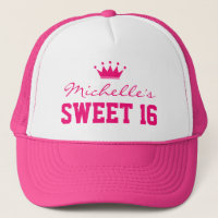 Chapeau 16 Trucker rose sucré avec couronne prince