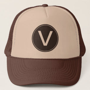 Casquette chapeau à monogramme initial marron et bronzage sa