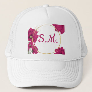 Casquette Chapeau Cercle Doré Fleur Rose