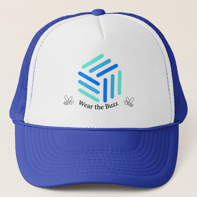 Casquette Chapeau cool Blue Trucker avec logo inspiré des ab (Devant)