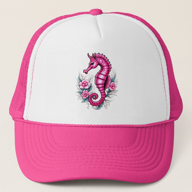 Casquette Chapeau de camion à cheval rose (Devant)