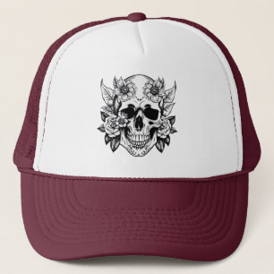 Casquette Chapeau de camion à crâne floral
