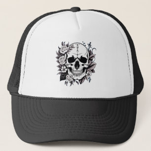 Casquette Chapeau de camion à crâne floral