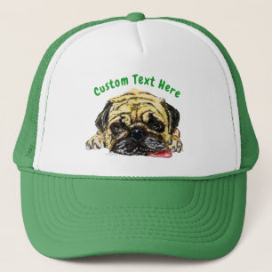 Casquette Chapeau de camion de chien de Carlin drôle avec te