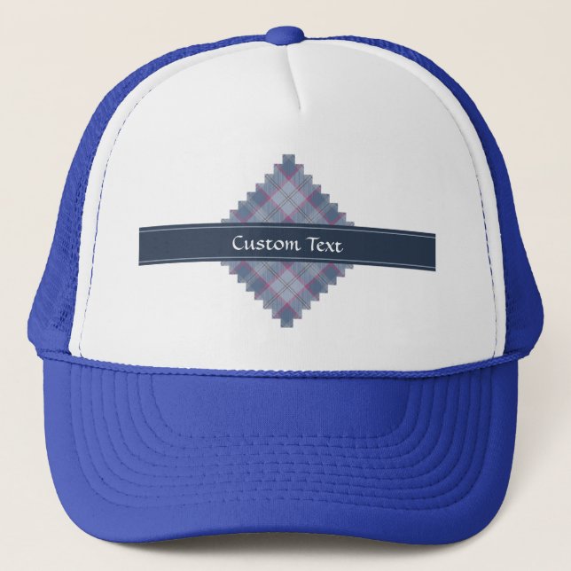 Casquette Chapeau de camion Pastel Blue et Pink Tartan (Devant)