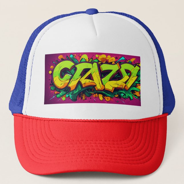 Casquette Chapeau de camion - Style Graffiti "Crazy Stunt" (Devant)