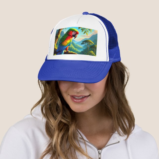 Casquette Chapeau de camion Tropical Macaw Parrot "Oiseau-Am (En situation)
