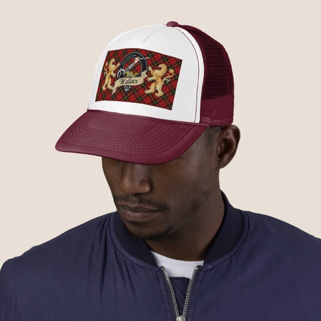 Casquette Chapeau de camion Wallace Scottish Tartan & Badge (En situation)
