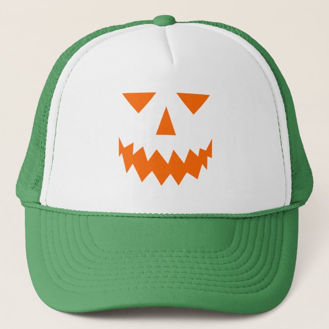 Casquette Chapeau de camionnette à visage Citrouille orange (Devant)