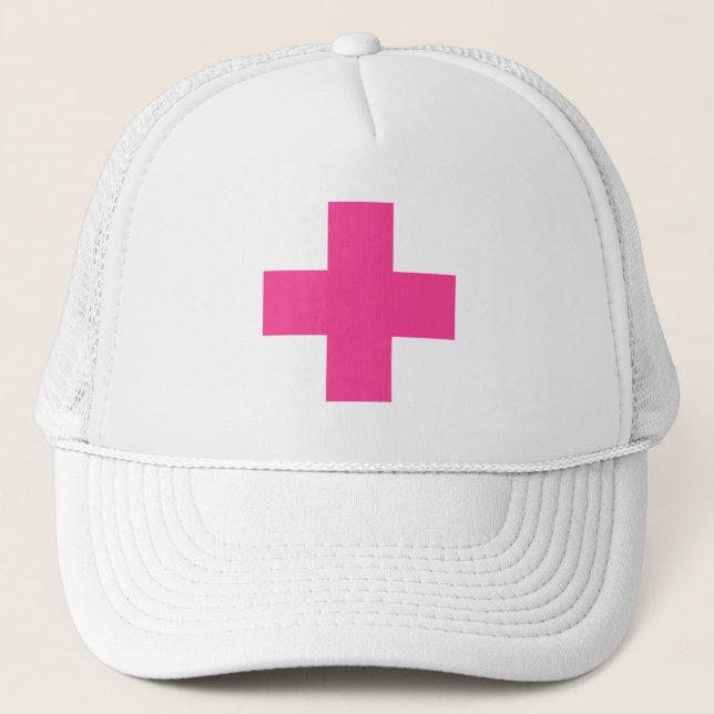 Casquette Chapeau de camionnette couleur croix rose sur mesu (Devant)