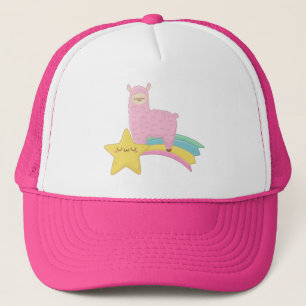 Casquette Chapeau de camionneur arc-en-ciel avec un lama mig