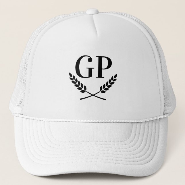 Casquette Chapeau de camionneur blanc avec logo en monograph (Devant)