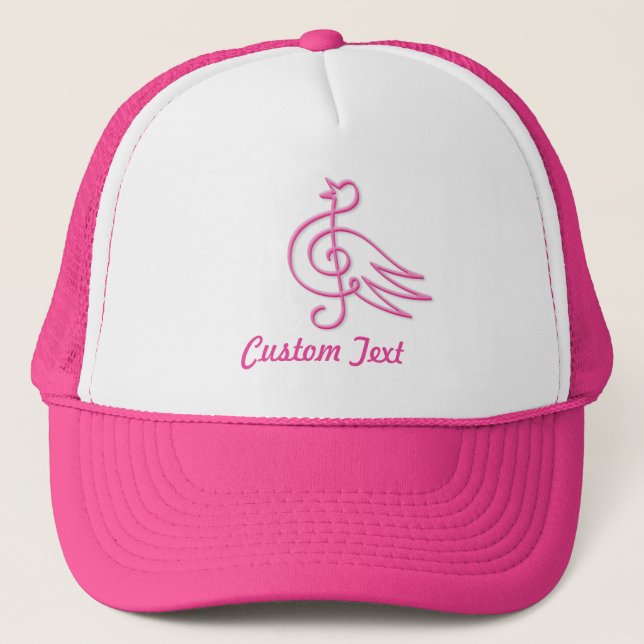 Casquette Chapeau de camionneur de musique d'oiseau rose (Devant)