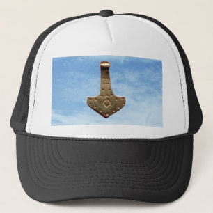 Casquette Chapeau de camionneur Gold Thor Hammer nuages