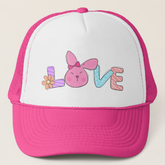 Casquette Chapeau de camionneur LOVE Lapin Rose Mignon