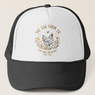 Casquette Chapeau de ferme logo aquarelle grise poule casque