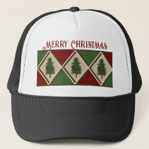 Casquette Chapeau de Trucker Arbres à Pins et Arlequin