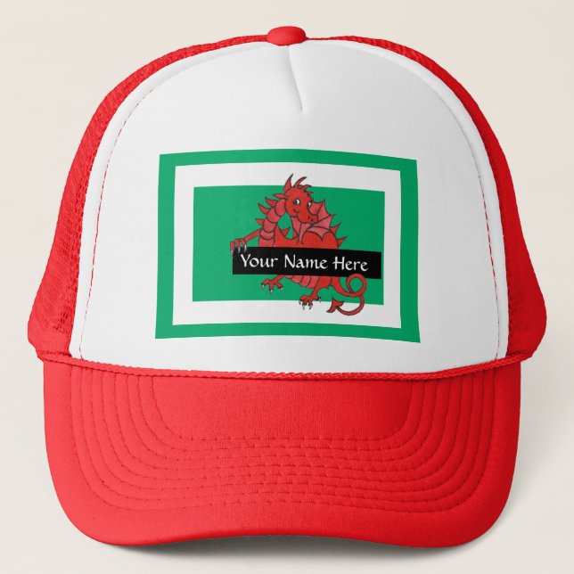 Casquette Chapeau de Trucker Dragon Rouge mignon à personnal (Devant)
