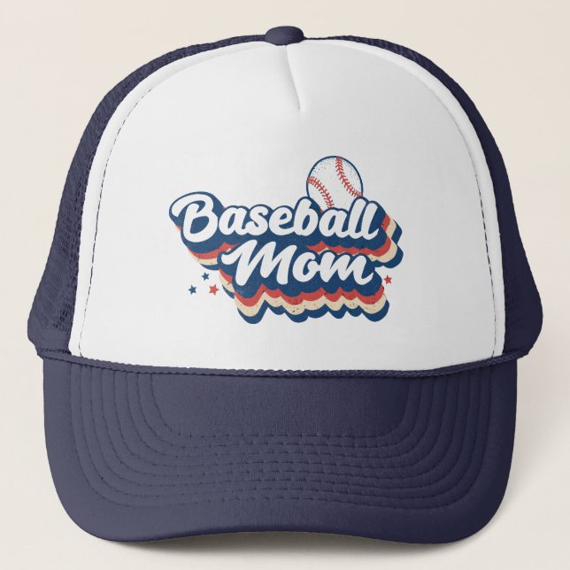Casquette Chapeau de Trucker pour maman de baseball rétro (Devant)