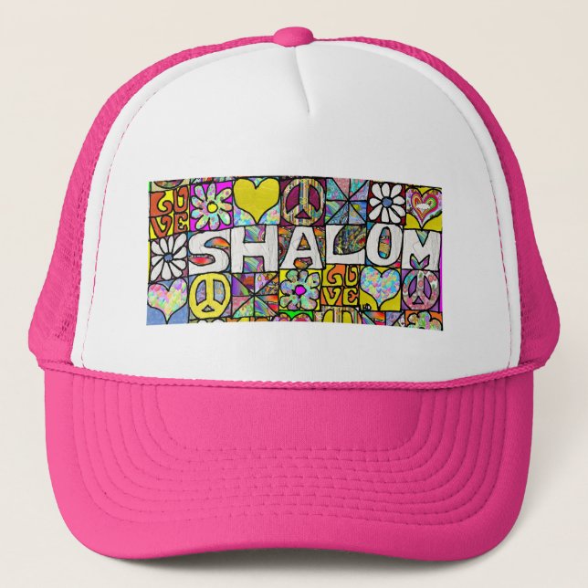 Casquette Chapeau de Trucker Psychedelic Shalom LOVE des ann (Devant)