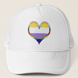 Casquette Chapeau Enby Pride Heart Trucker