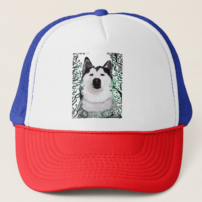 Casquette Chapeau Husky Dog Art Trucker (Devant)
