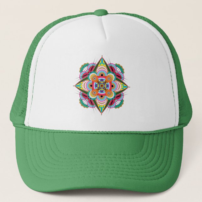 Casquette Chapeau Mandala Trucker Tiger Dragon (12 couleurs) (Devant)