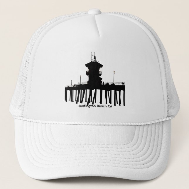 Casquette Chapeau silhouette de la jetée de Huntington Beach (Devant)