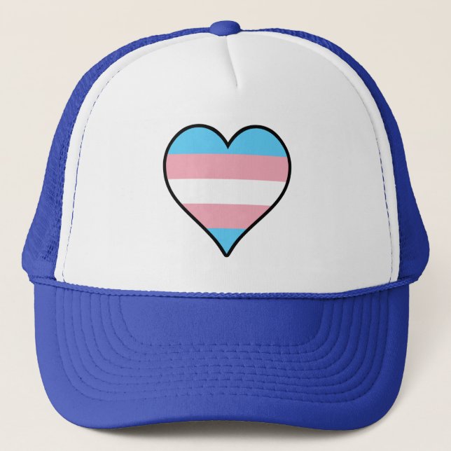 Casquette Chapeau Trucker pour coeur de fierté transgenre (Devant)