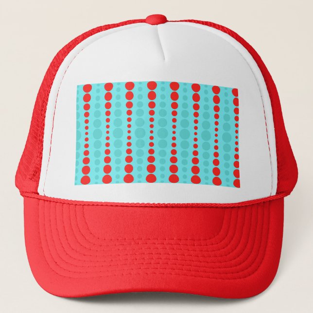 Casquette Chapeaux de camionnette à points rouges et turquoi (Devant)