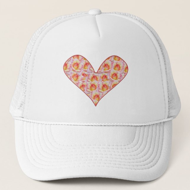 Casquette Chapeaux personnalisés Cœur plein de roses roses (Devant)