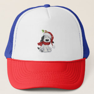 Casquette Charmant chien de Noël avec chapeau de Père Noël &