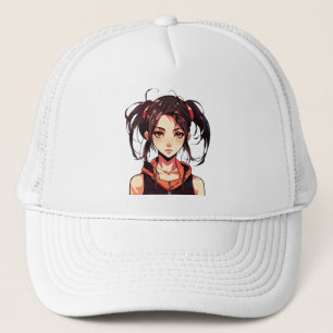 Casquette Charming Manga Girl : Anime Vector Illustration