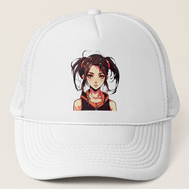 Casquette Charming Manga Girl : Anime Vector Illustration (Devant)