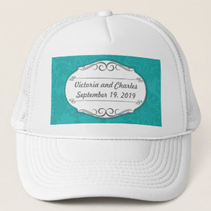 Casquette Chartreuse moderne Turquoise Mariage damassé