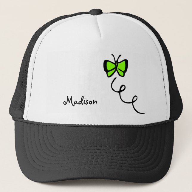 Casquette Chartreuse, Papillon vert néon (Devant)
