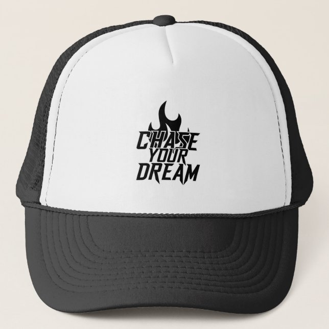 Casquette Chase Your Dream Black and White Trucker Hat  (Devant)