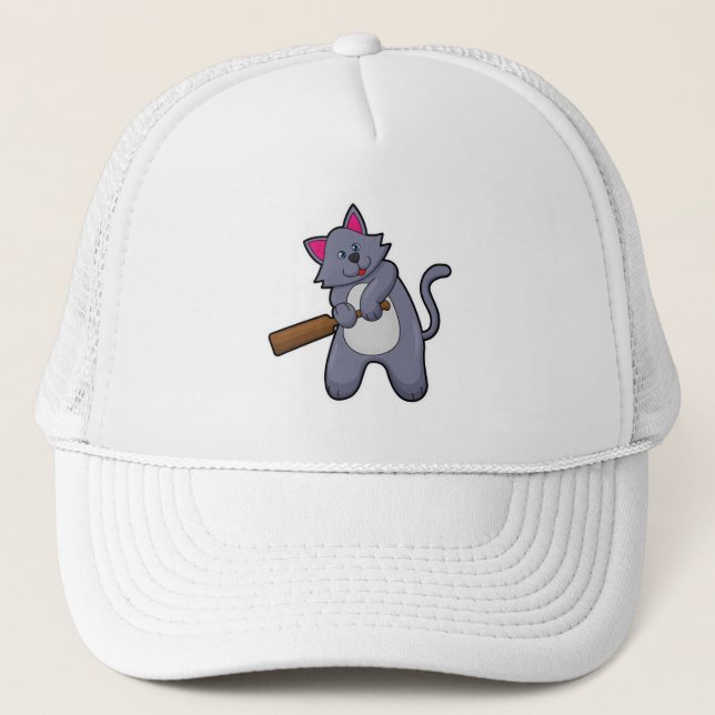 Casquette Chat au cricket avec chauve-souris de cricket (Devant)