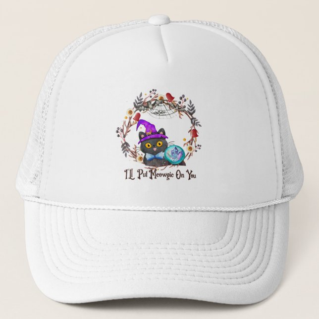 Casquette Chat aux sorcières mignonne et Punny (Devant)