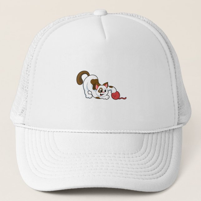 Casquette Chat avec balle de laine (Devant)