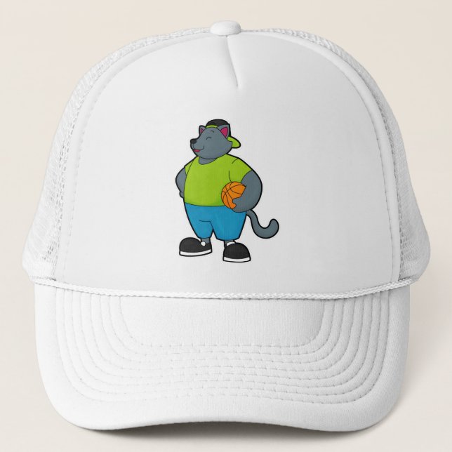 Casquette Chat comme joueur de basket-ball avec basket-ball (Devant)