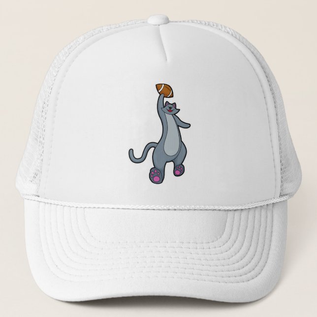 Casquette Chat comme joueur de football avec football (Devant)