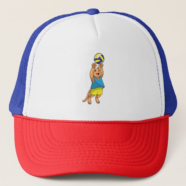 Casquette Chat comme joueur de volley-ball avec volleyball (Devant)