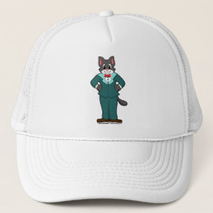 Casquette Chat comme marié avec costume et ruban