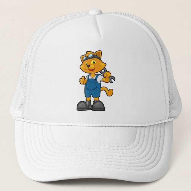 Casquette Chat comme Mécanique avec Spanner (Devant)
