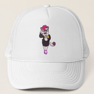 Casquette Chat comme secrétaire avec Bloc-notes