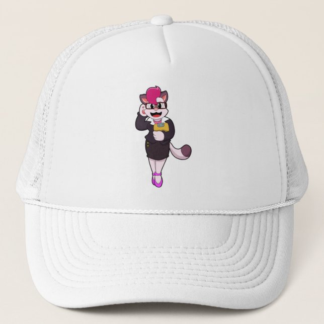 Casquette Chat comme secrétaire avec Bloc-notes (Devant)