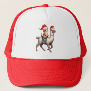 Casquette Chat de Noël équitation Llama, Xmas Llama et Kitte