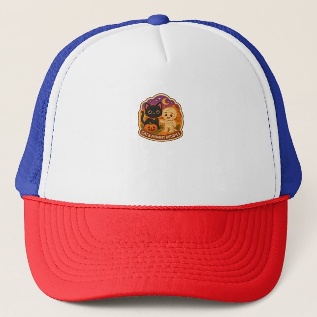 Casquette Chat d'Halloween mignonne et broderie maman Stic P (Devant)
